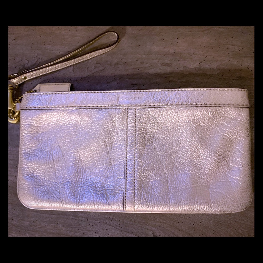 Coach metallic gold leather clutch